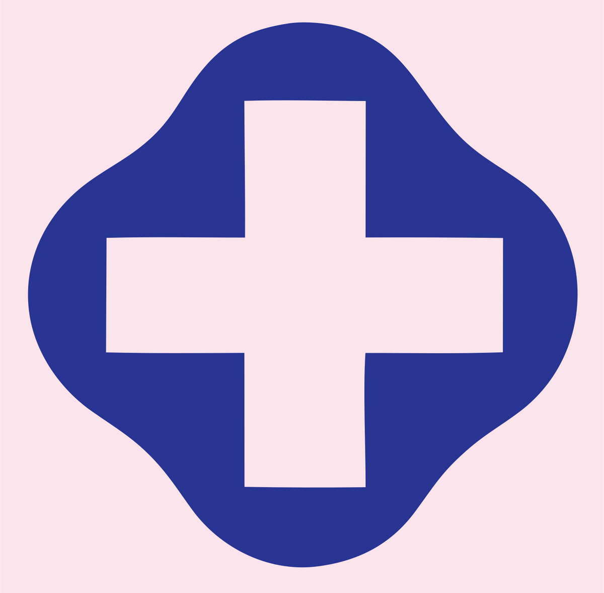 Negative Space Cross Blob Badge #fce4ec/#283593