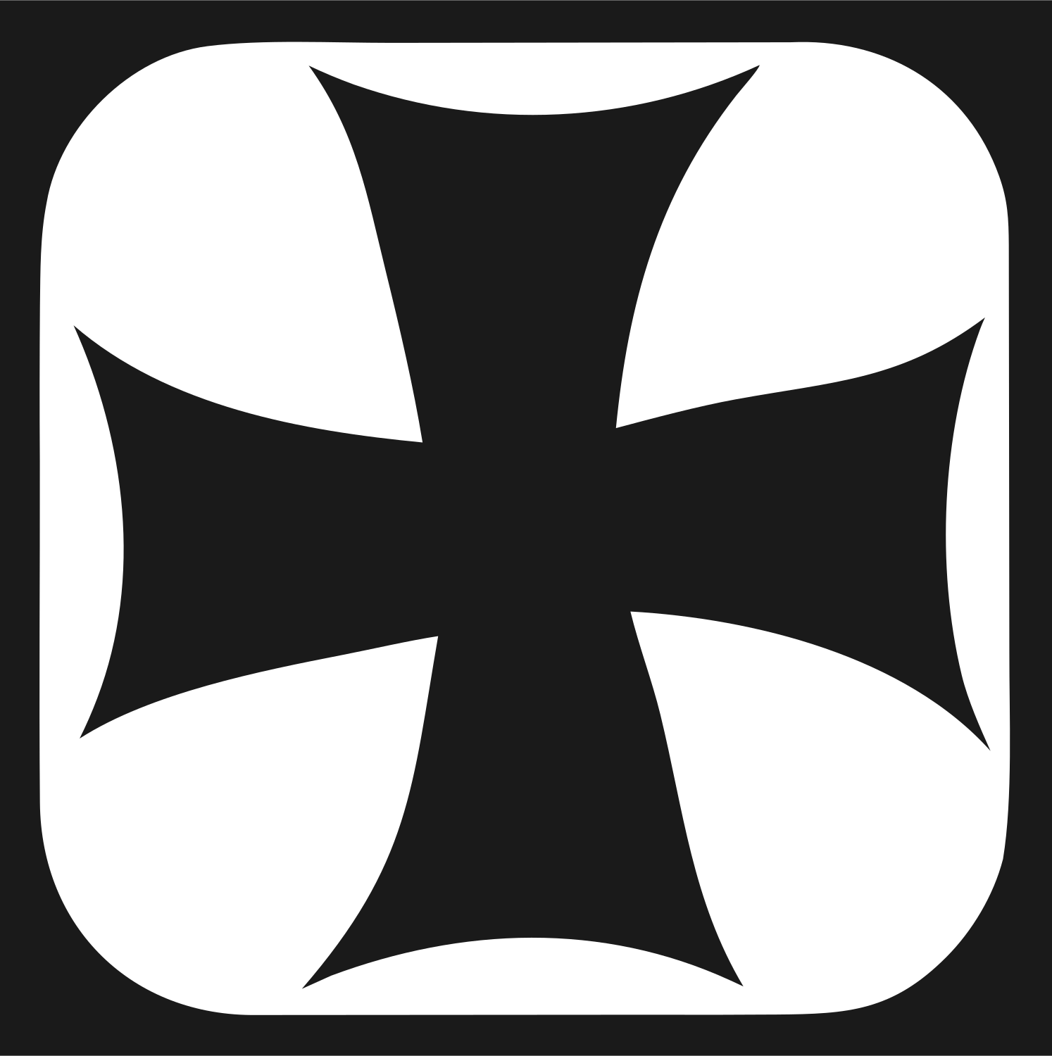 Negative Space Maltese Cross Badge #1a1a1a/#ffffff