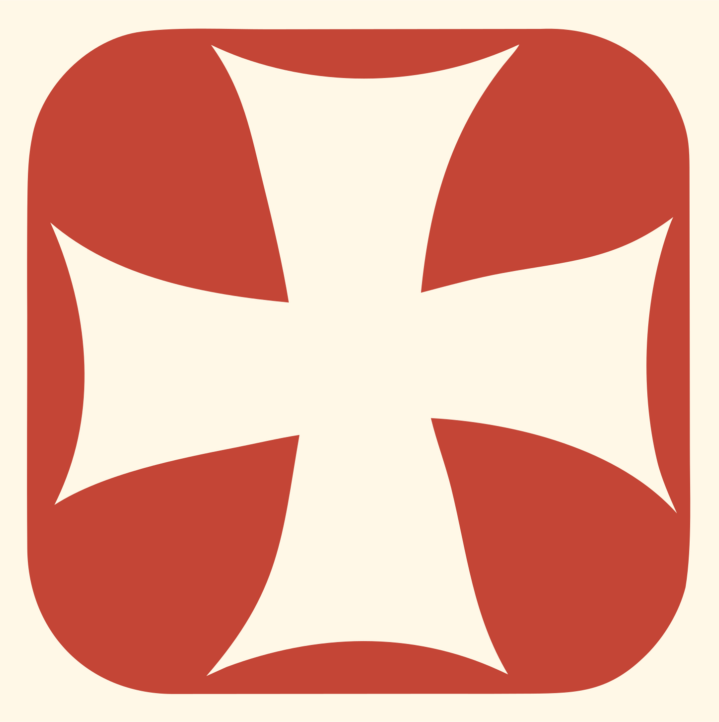 Negative Space Maltese Cross Badge #fff8e7/#c44536