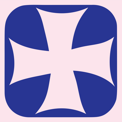 Negative Space Maltese Cross Badge #fce4ec/#283593