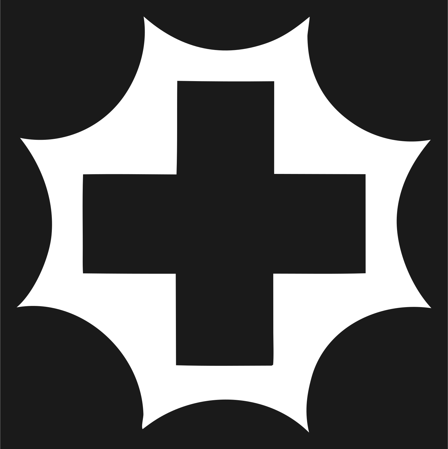 Starburst Cross Negative Space Mark #1a1a1a/#ffffff