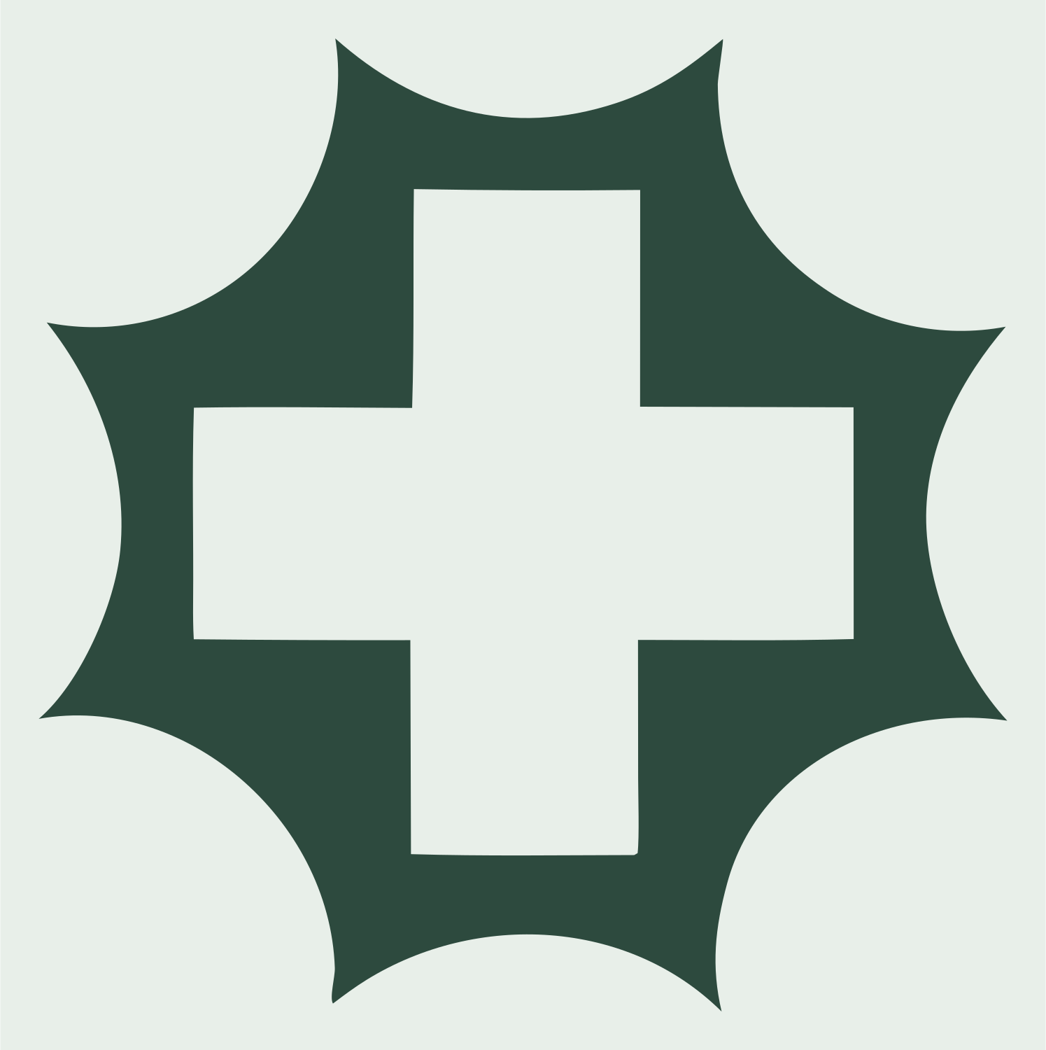 Starburst Cross Negative Space Mark #e8efe9/#2d4a3e