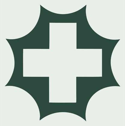 Starburst Cross Negative Space Mark #e8efe9/#2d4a3e