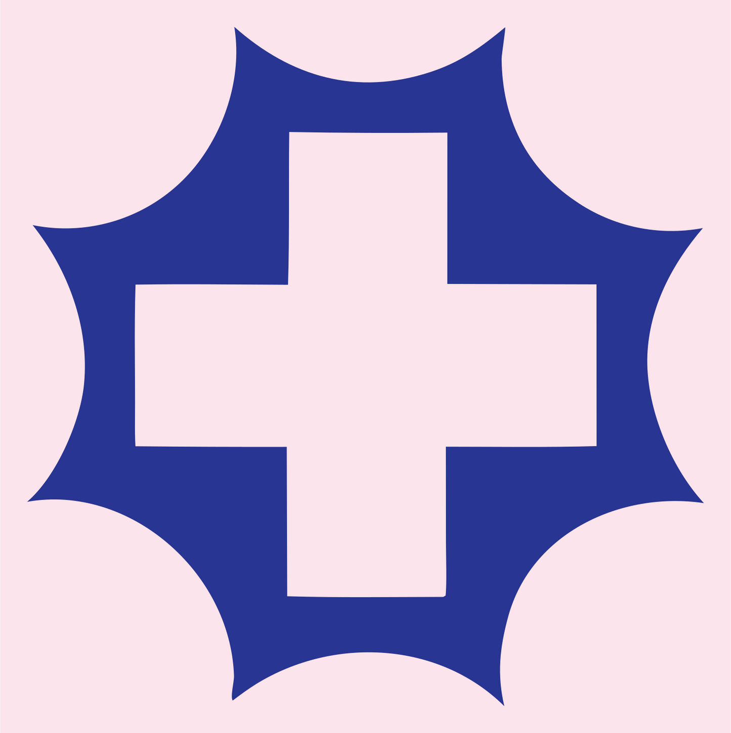 Starburst Cross Negative Space Mark #fce4ec/#283593