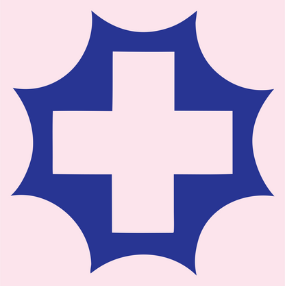 Starburst Cross Negative Space Mark #fce4ec/#283593