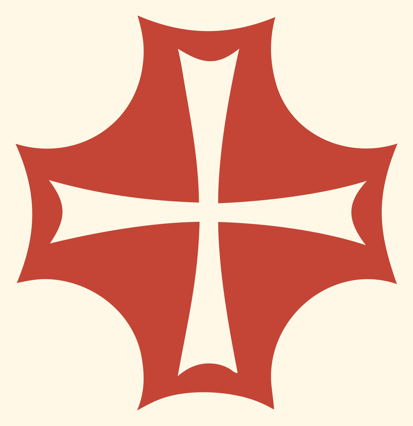 Negative Space Gothic Cross Badge #fff8e7/#c44536