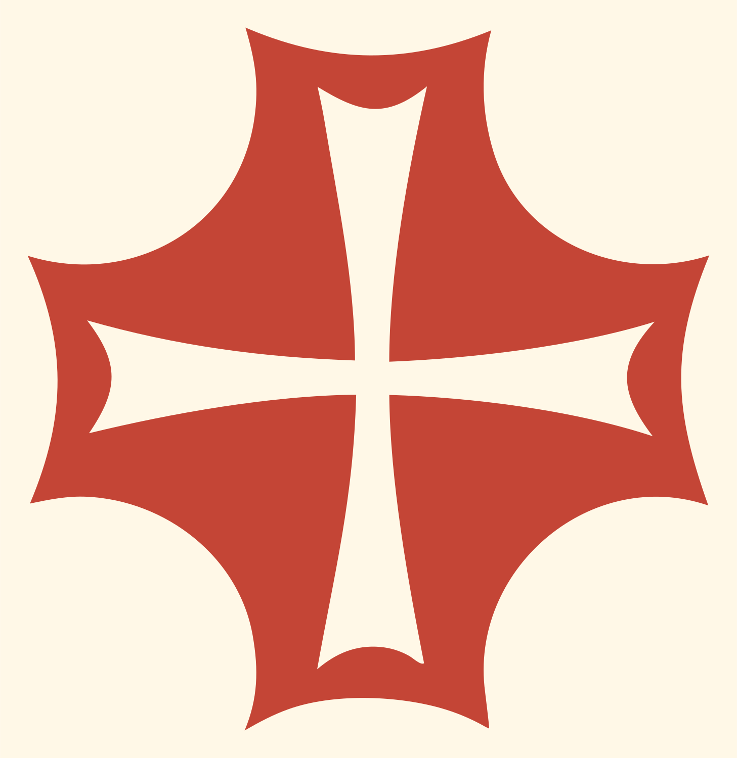 Negative Space Gothic Cross Badge #fff8e7/#c44536