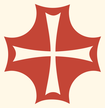 Negative Space Gothic Cross Badge #fff8e7/#c44536