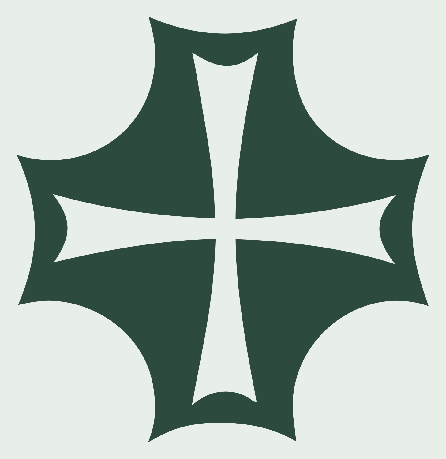 Negative Space Gothic Cross Badge #e8efe9/#2d4a3e
