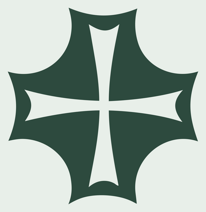 Negative Space Gothic Cross Badge #e8efe9/#2d4a3e