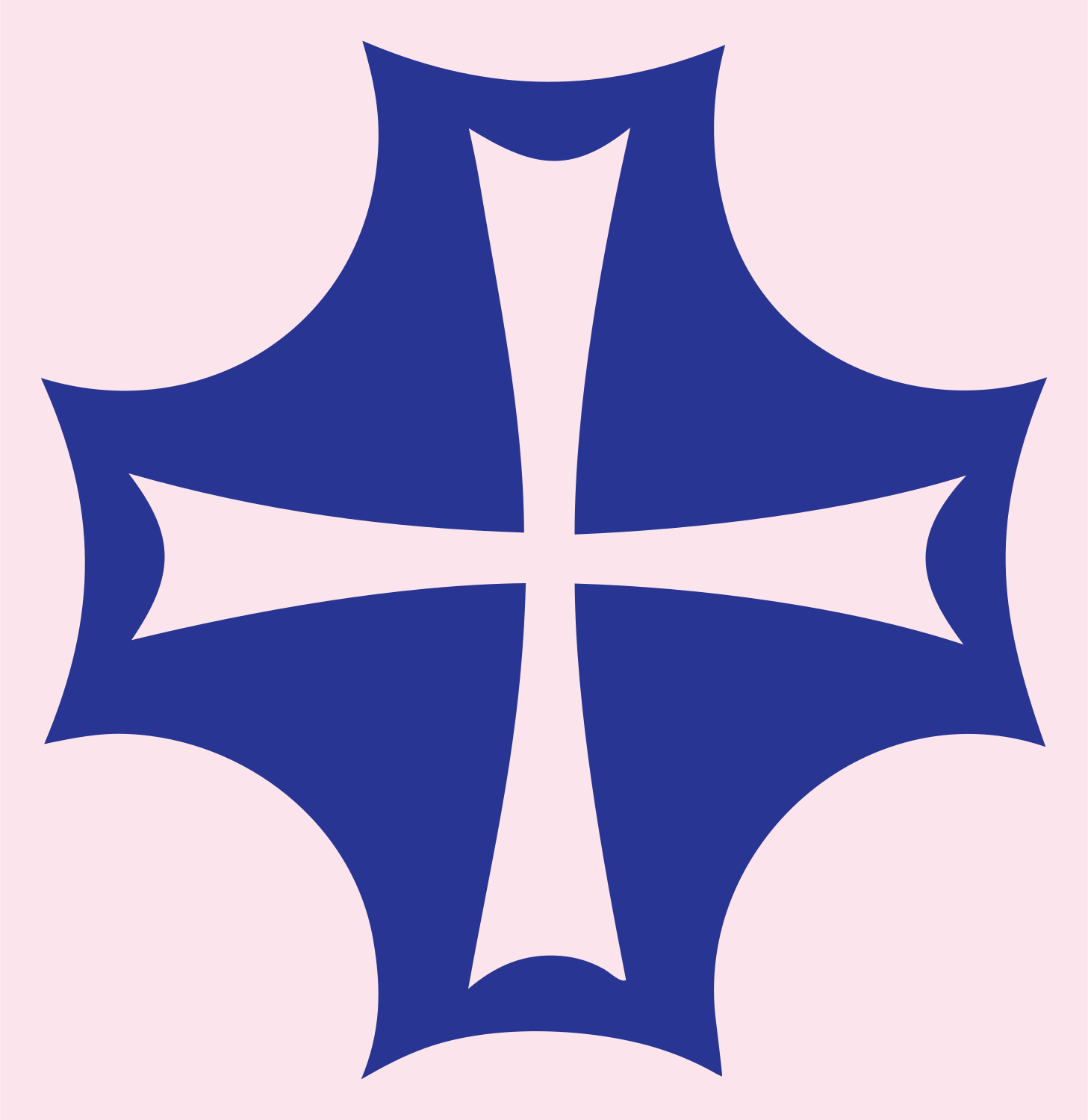 Negative Space Gothic Cross Badge #fce4ec/#283593