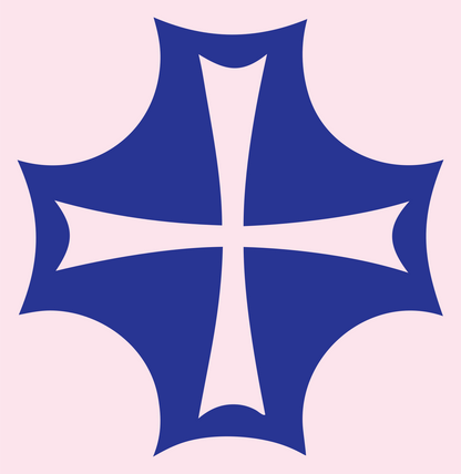 Negative Space Gothic Cross Badge #fce4ec/#283593