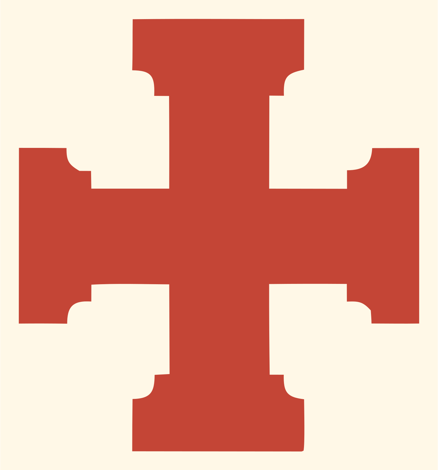 Bold Stepped Cross Emblem #fff8e7/#c44536