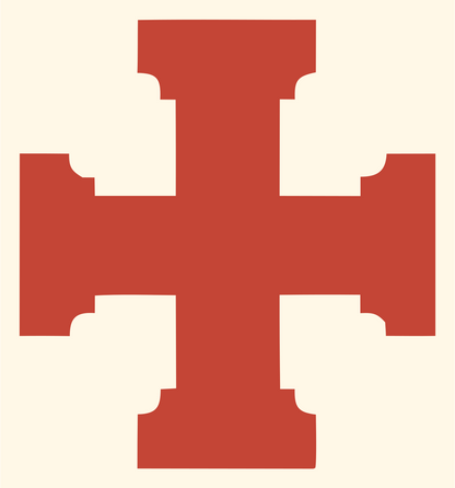 Bold Stepped Cross Emblem #fff8e7/#c44536