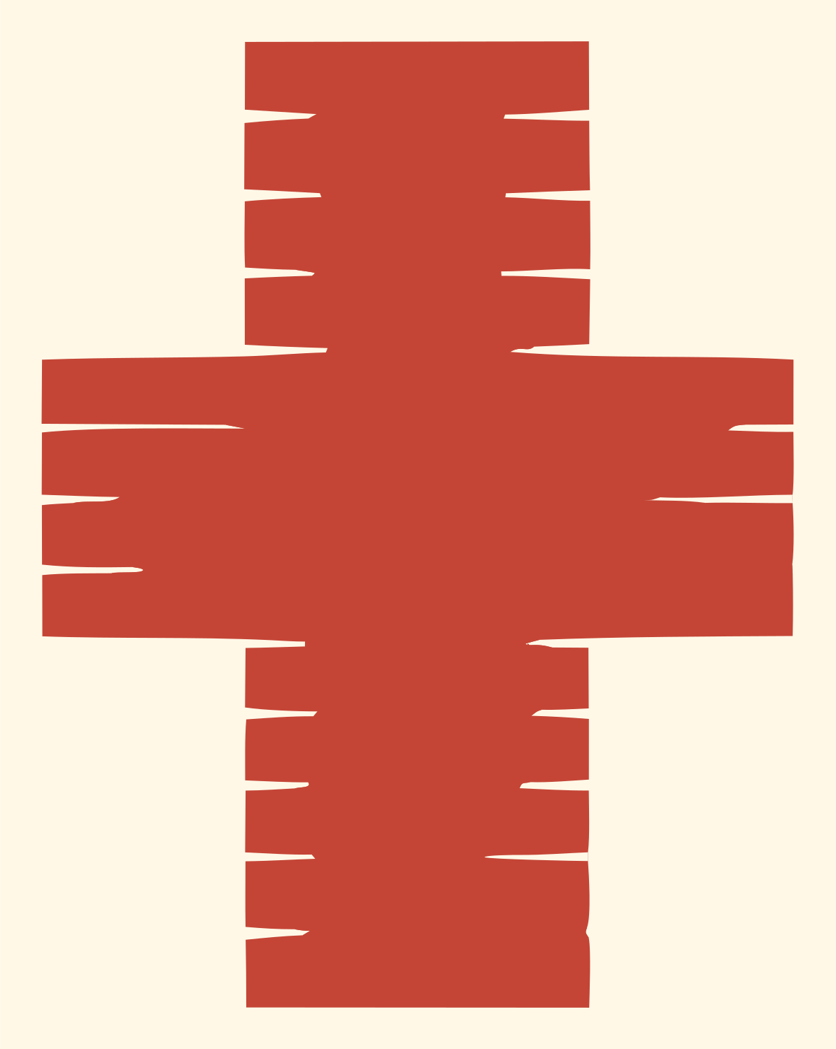 Chunky Slotted Cross Mark #fff8e7/#c44536