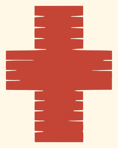 Chunky Slotted Cross Mark #fff8e7/#c44536