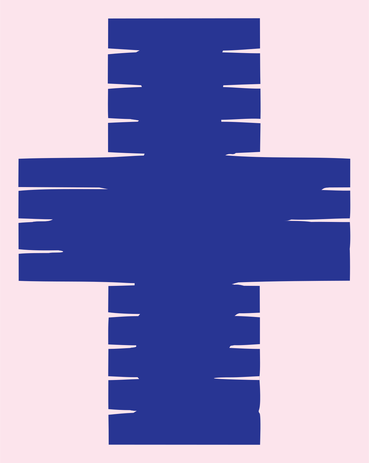 Chunky Slotted Cross Mark #fce4ec/#283593