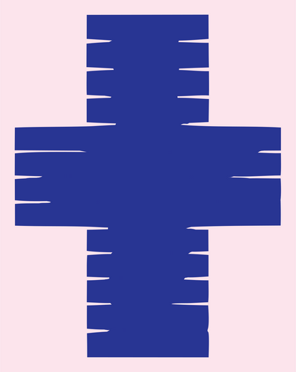 Chunky Slotted Cross Mark #fce4ec/#283593