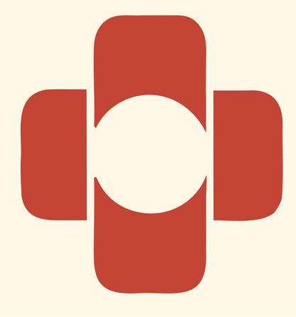 Negative Space Cross Circle Logo #fff8e7/#c44536
