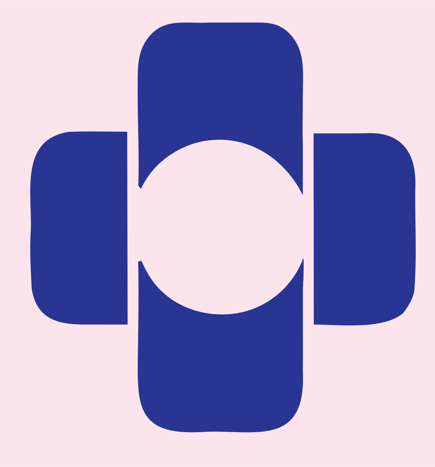 Negative Space Cross Circle Logo #fce4ec/#283593