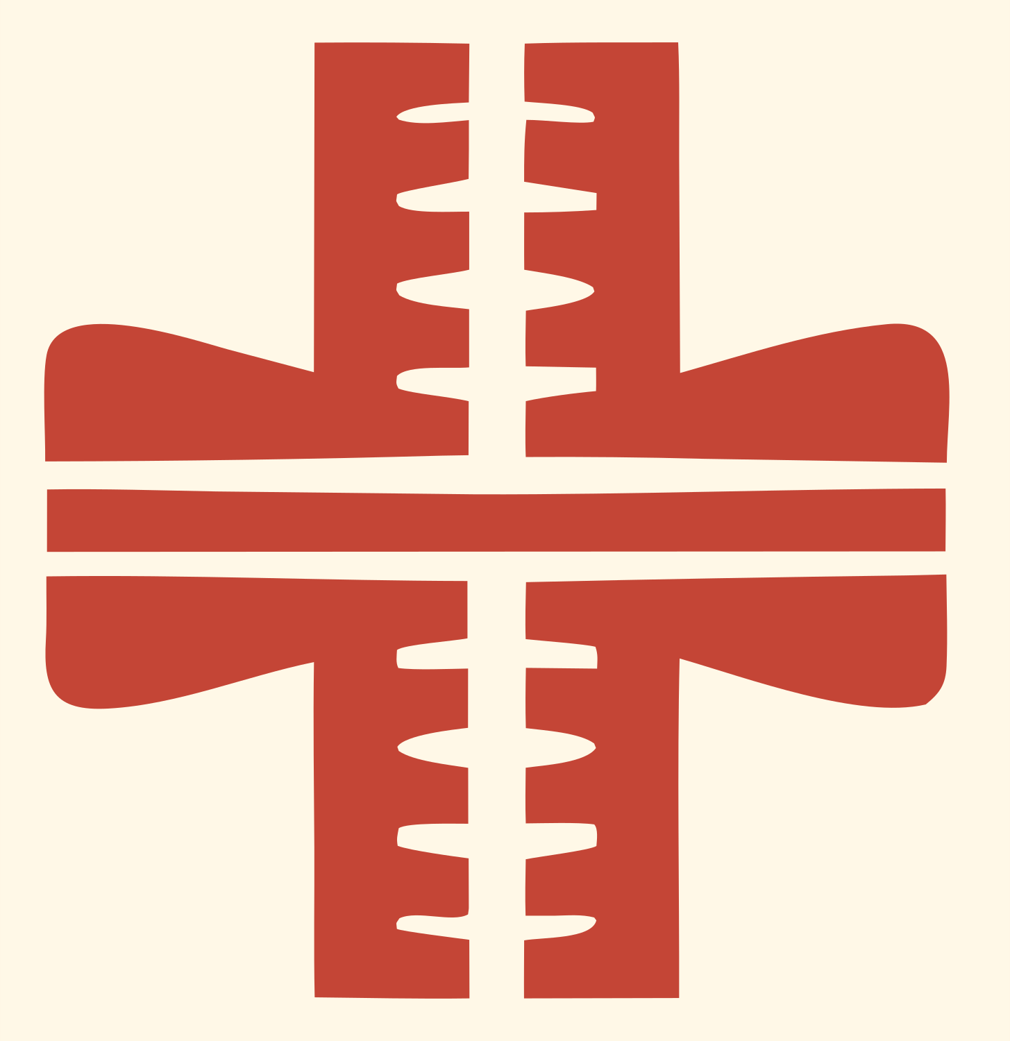 Heavy Stitched Cross Badge #fff8e7/#c44536