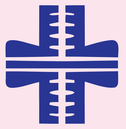 Heavy Stitched Cross Badge #fce4ec/#283593
