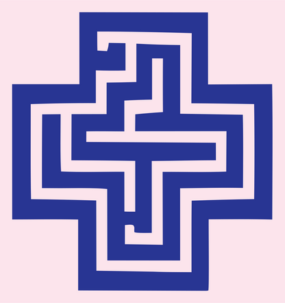 Maze Cross Medical Mark #fce4ec/#283593