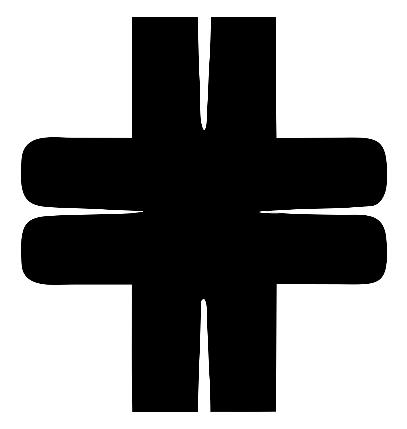 Heavy Split-Arm Cross Mark #ffffff/#000000
