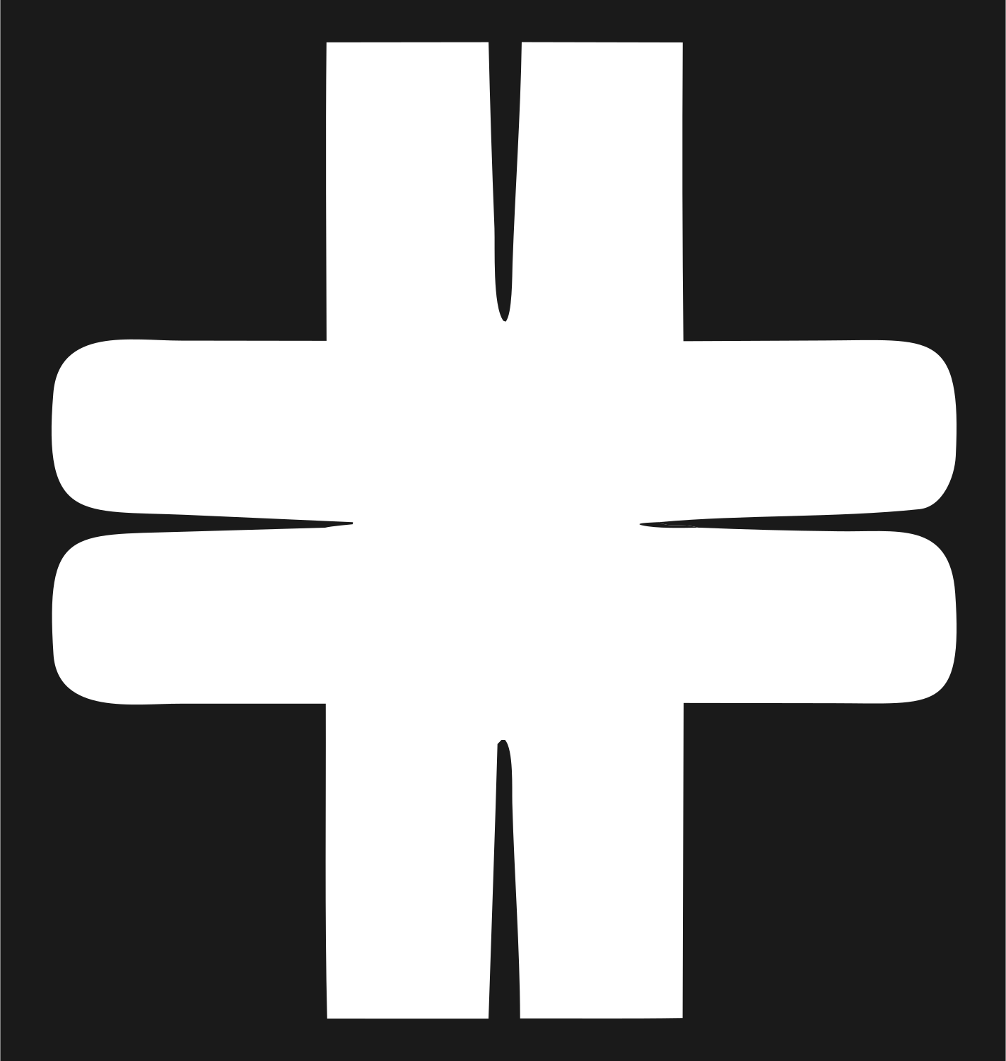 Heavy Split-Arm Cross Mark #1a1a1a/#ffffff