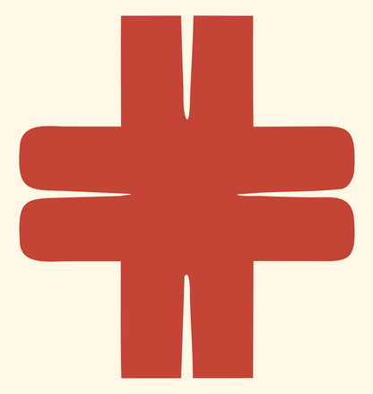 Heavy Split-Arm Cross Mark #fff8e7/#c44536