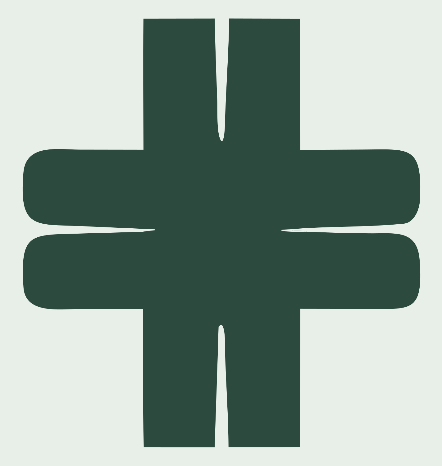 Heavy Split-Arm Cross Mark #e8efe9/#2d4a3e