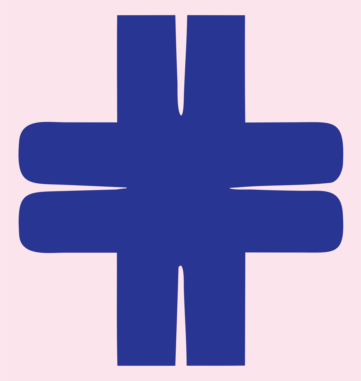 Heavy Split-Arm Cross Mark #fce4ec/#283593