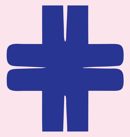 Heavy Split-Arm Cross Mark #fce4ec/#283593