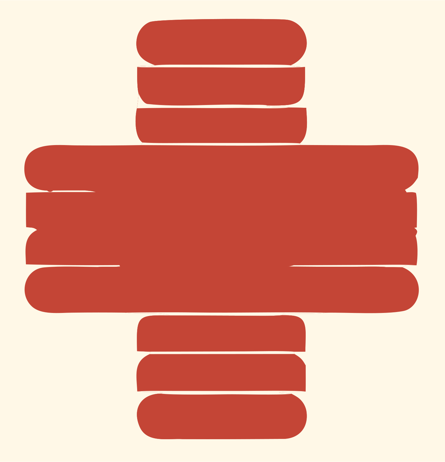 Bold Rounded Bar Cross Mark #fff8e7/#c44536