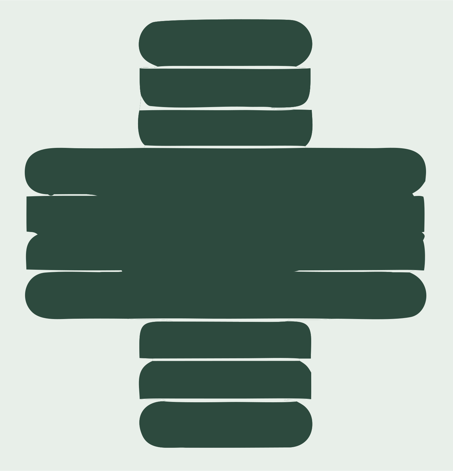 Bold Rounded Bar Cross Mark #e8efe9/#2d4a3e
