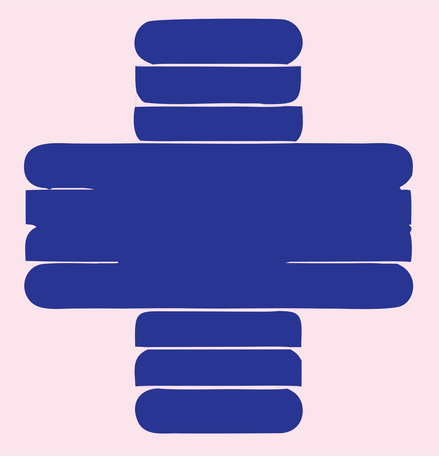Bold Rounded Bar Cross Mark #fce4ec/#283593