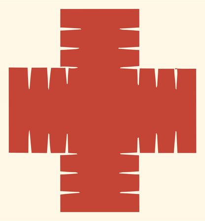 Bold Segmented Cross Badge #fff8e7/#c44536