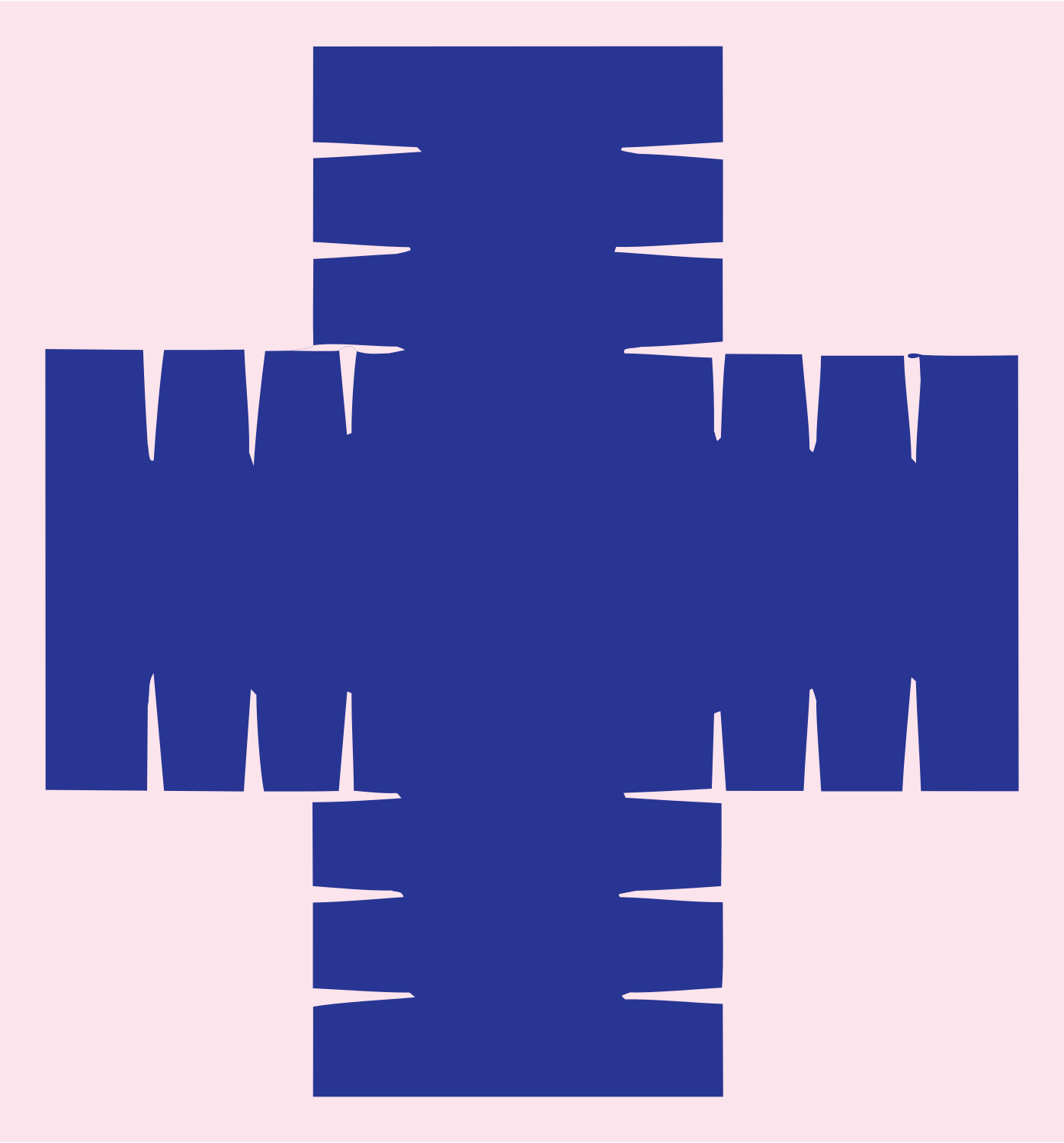 Bold Segmented Cross Badge #fce4ec/#283593