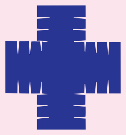 Bold Segmented Cross Badge #fce4ec/#283593