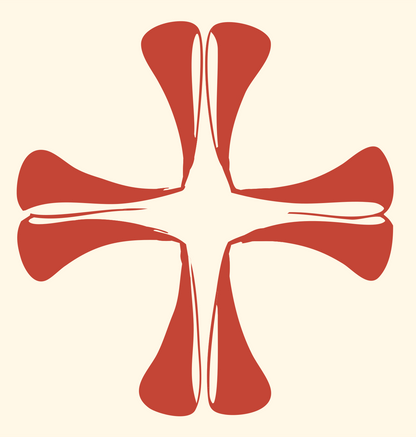 Hand-Drawn Flared Cross Mark #fff8e7/#c44536