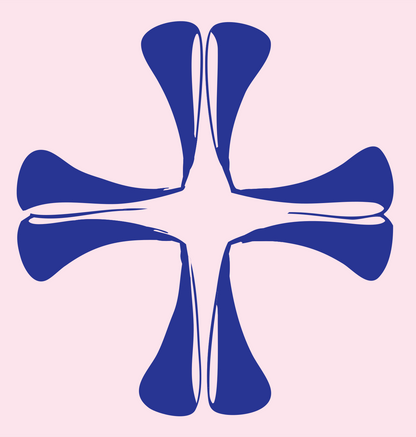 Hand-Drawn Flared Cross Mark #fce4ec/#283593