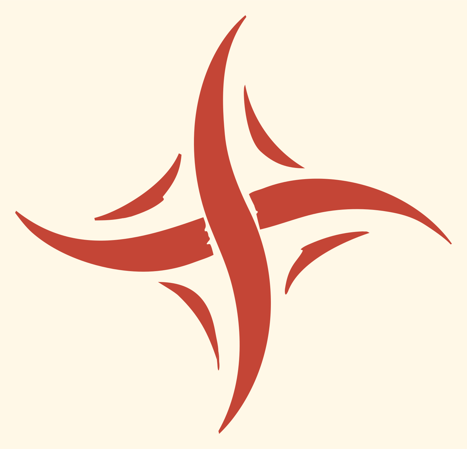 Hand-Drawn Star Cross Mark #fff8e7/#c44536