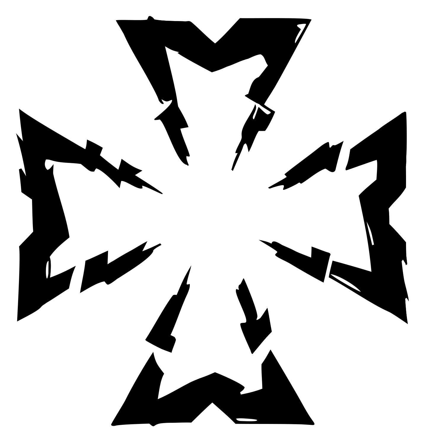 Jagged Lightning Cross Badge #ffffff/#000000