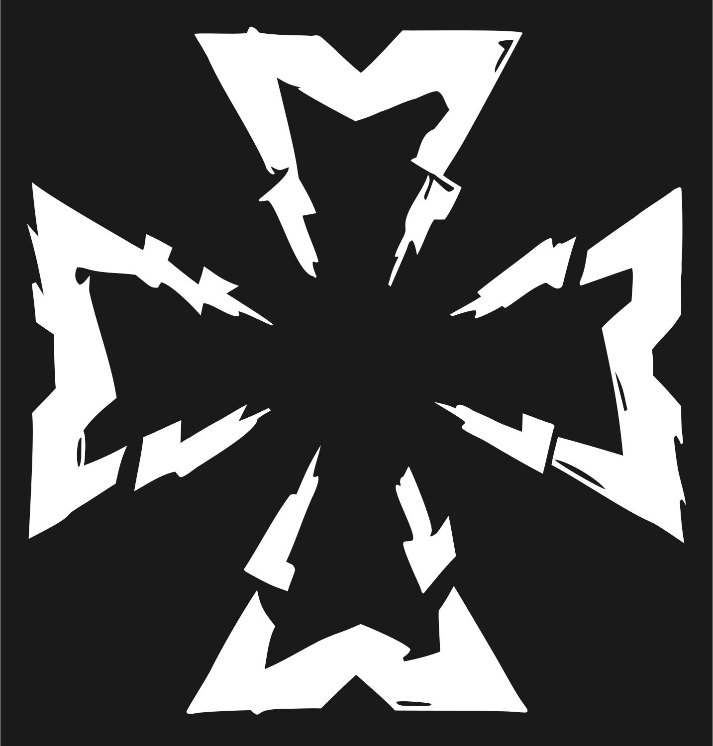 Jagged Lightning Cross Badge #1a1a1a/#ffffff