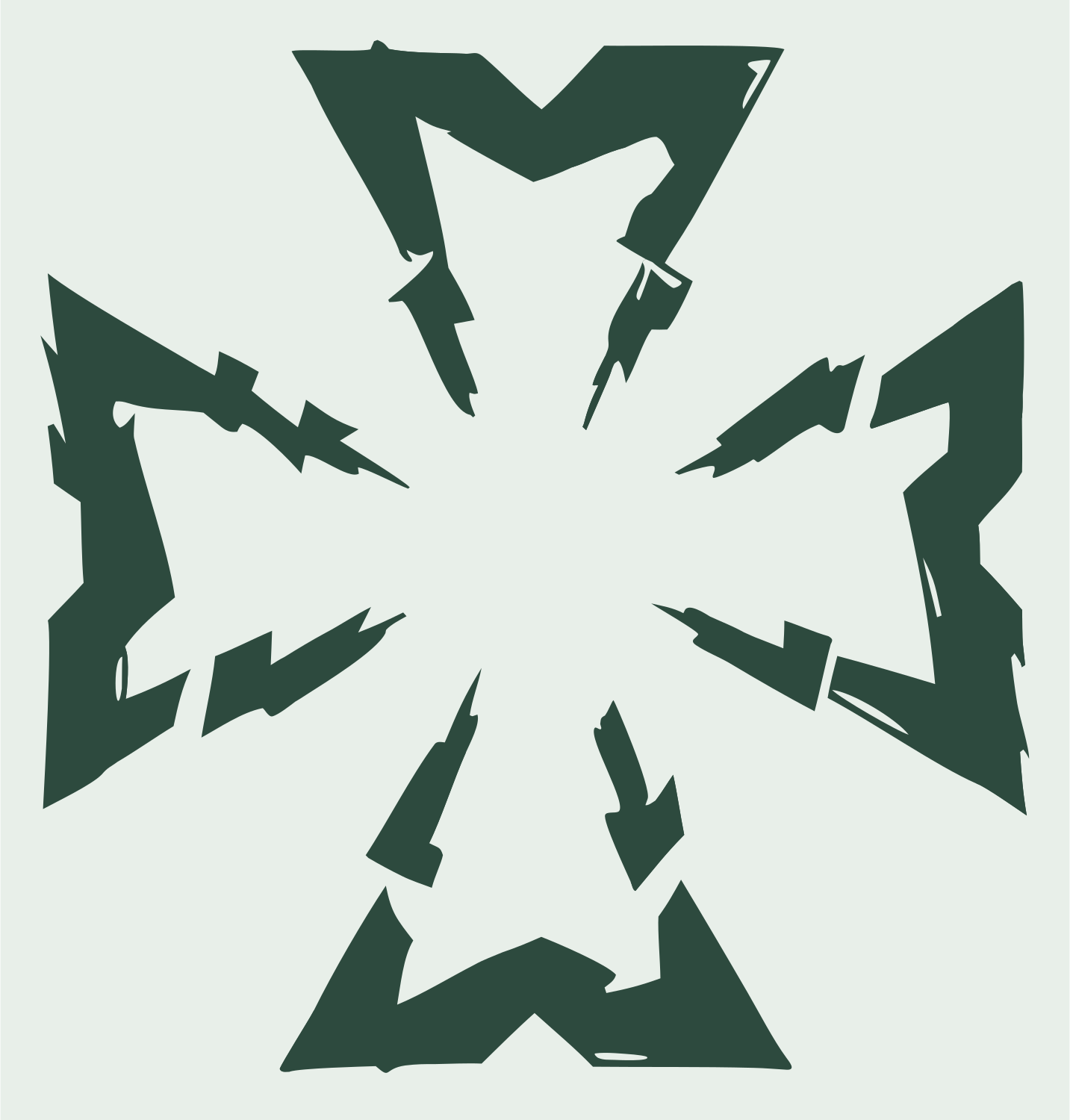 Jagged Lightning Cross Badge #e8efe9/#2d4a3e