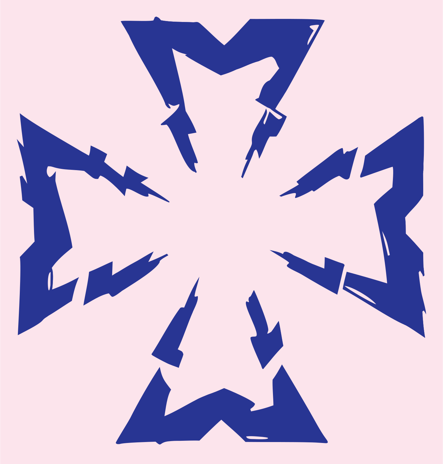 Jagged Lightning Cross Badge #fce4ec/#283593