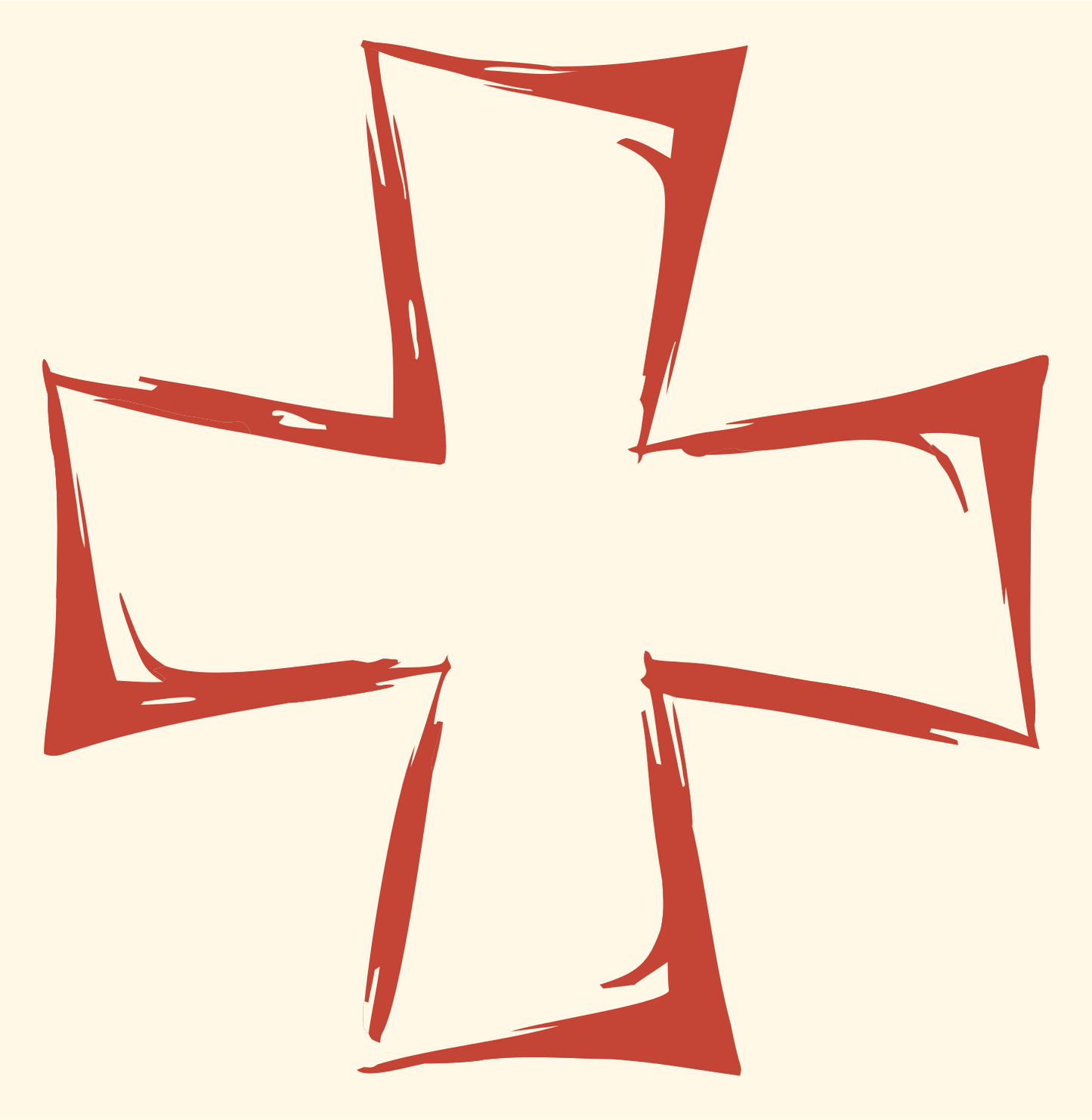 Hand-Drawn Maltese Cross Logo #fff8e7/#c44536