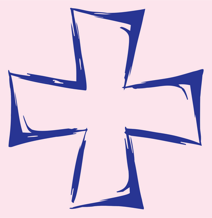 Hand-Drawn Maltese Cross Logo #fce4ec/#283593