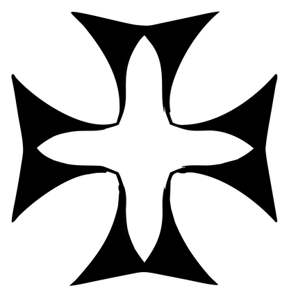 Hand-Drawn Maltese Cross Icon #ffffff/#000000