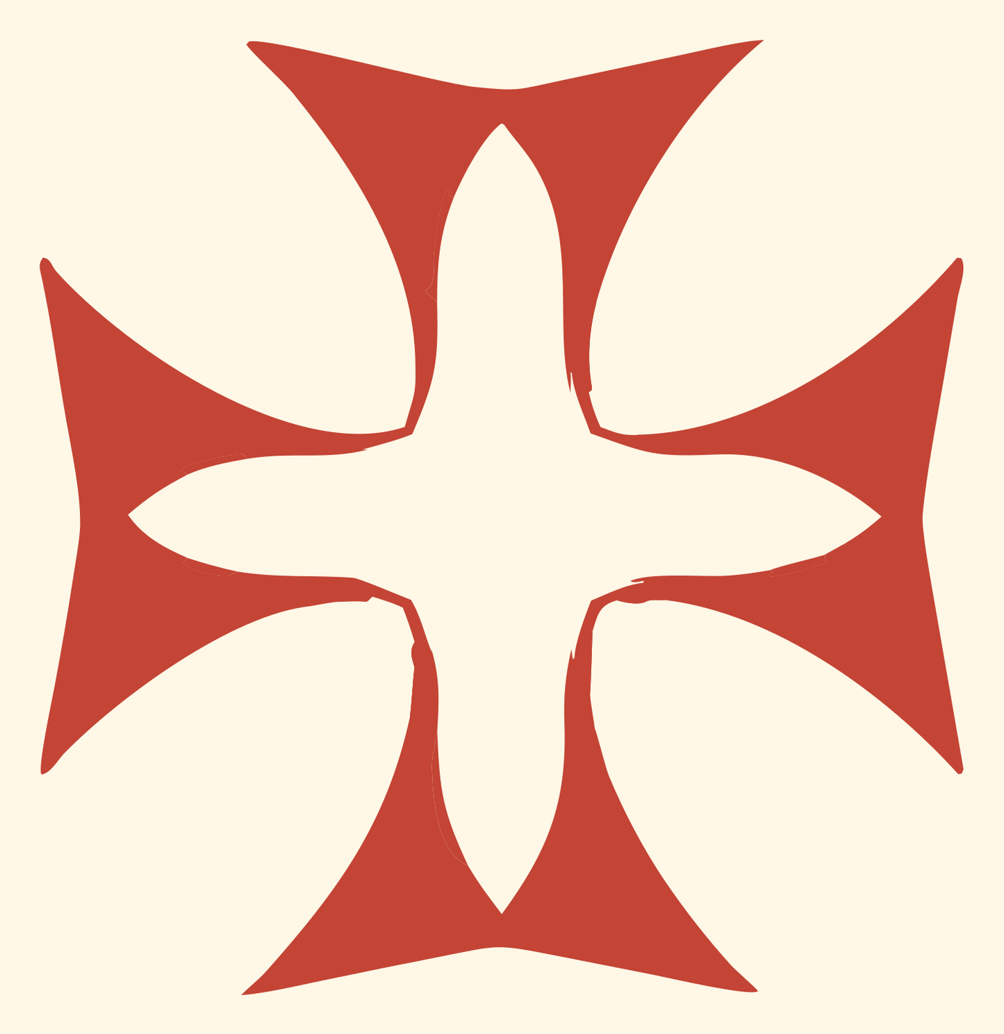 Hand-Drawn Maltese Cross Icon #fff8e7/#c44536